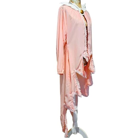Cosplay Anime Pink Sparkly Jeweled Lace Hankerchief Hem White Wing Collar Robe - Picture 6 of 12